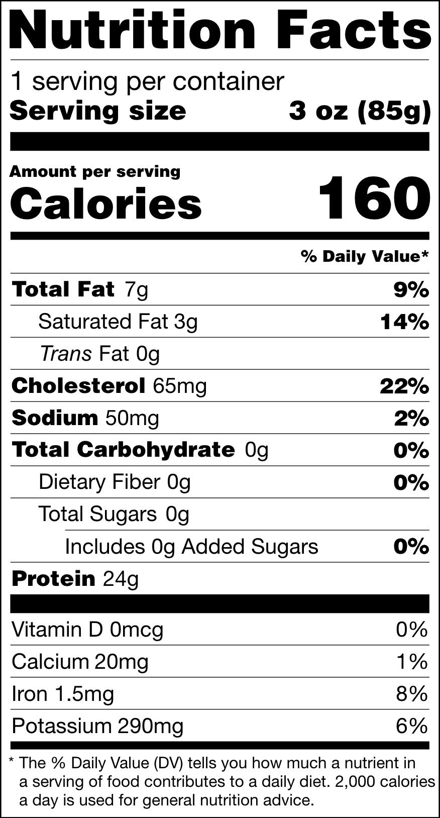 Nutrition Facts label for broiled flank steak